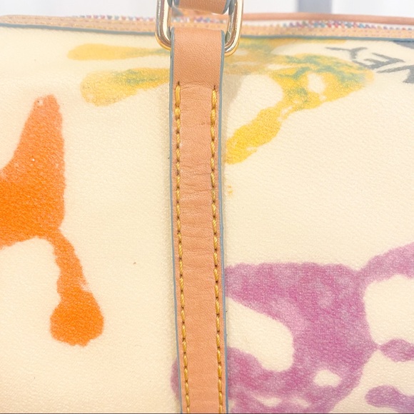 Dooney & Bourke Vintage Y2K Rainbow Handprint Round Barrel Shoulder Bag 2000s - Picture 11 of 14